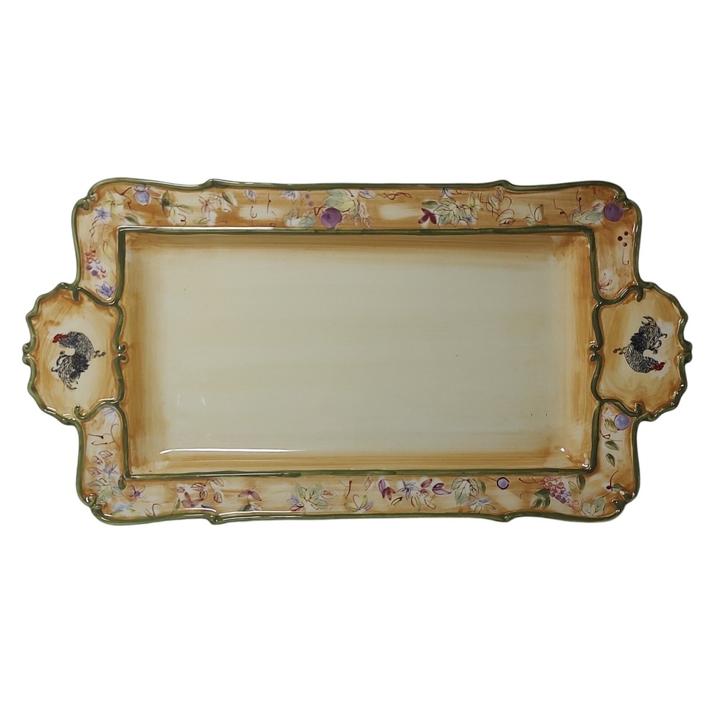 American Atelier At Home‎ Platter Tray Double Handle Discontinued Rooster 5644
